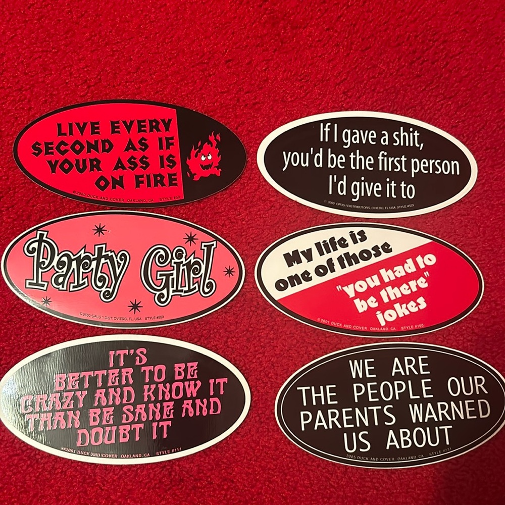 6 Vintage Duck and Cover Stickers Set